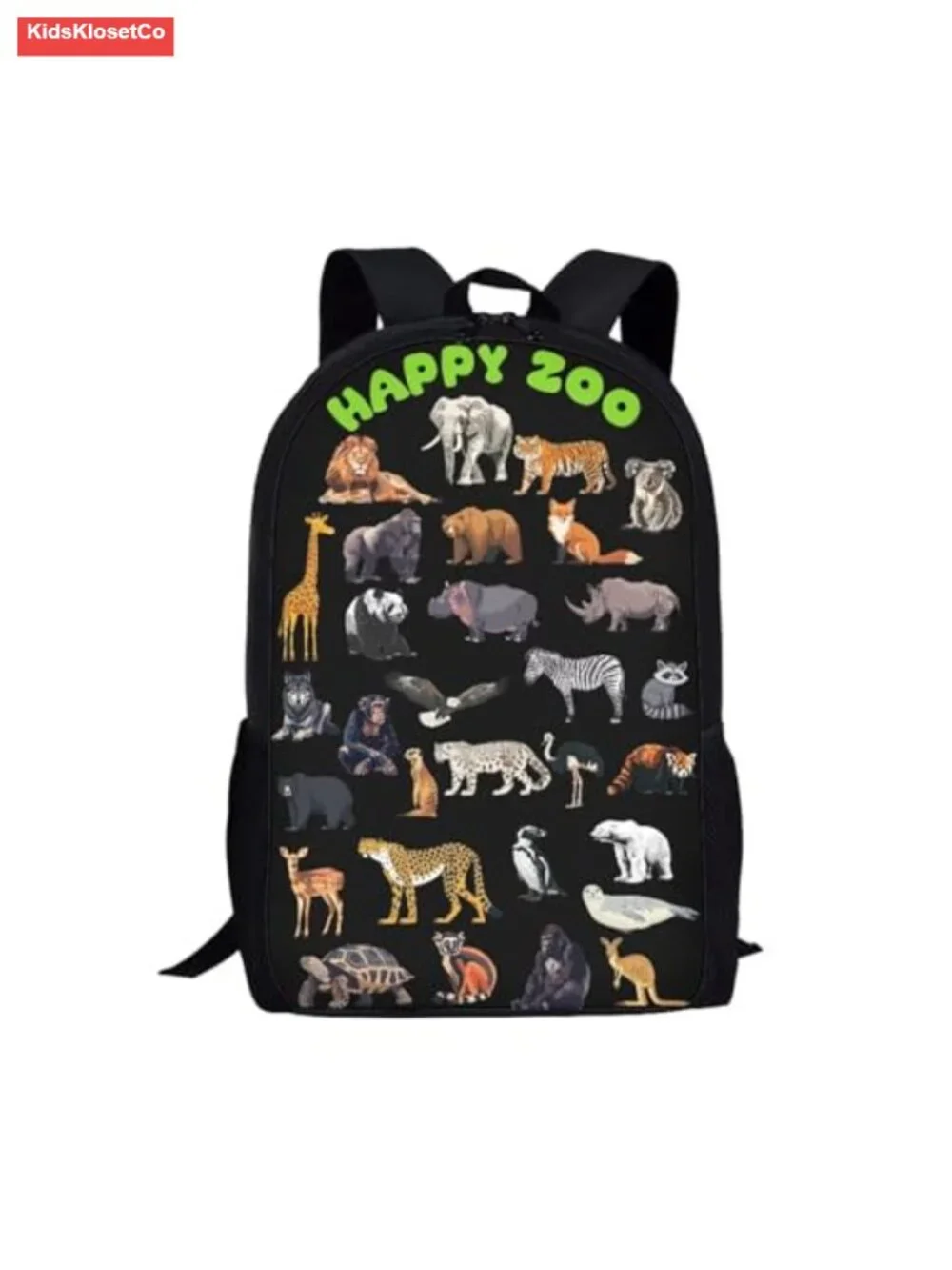Kids Zoo Animal Print Polyester Backpack 17 inch Large Capacity for School